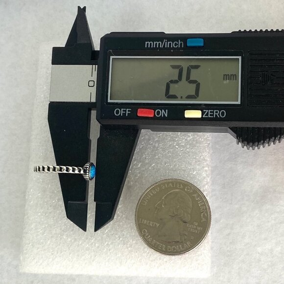 Sterling Silver 925 Dainty Round Blue Lab Created Opal Chain Band Ring Sz 5.75 - Picture 14 of 16